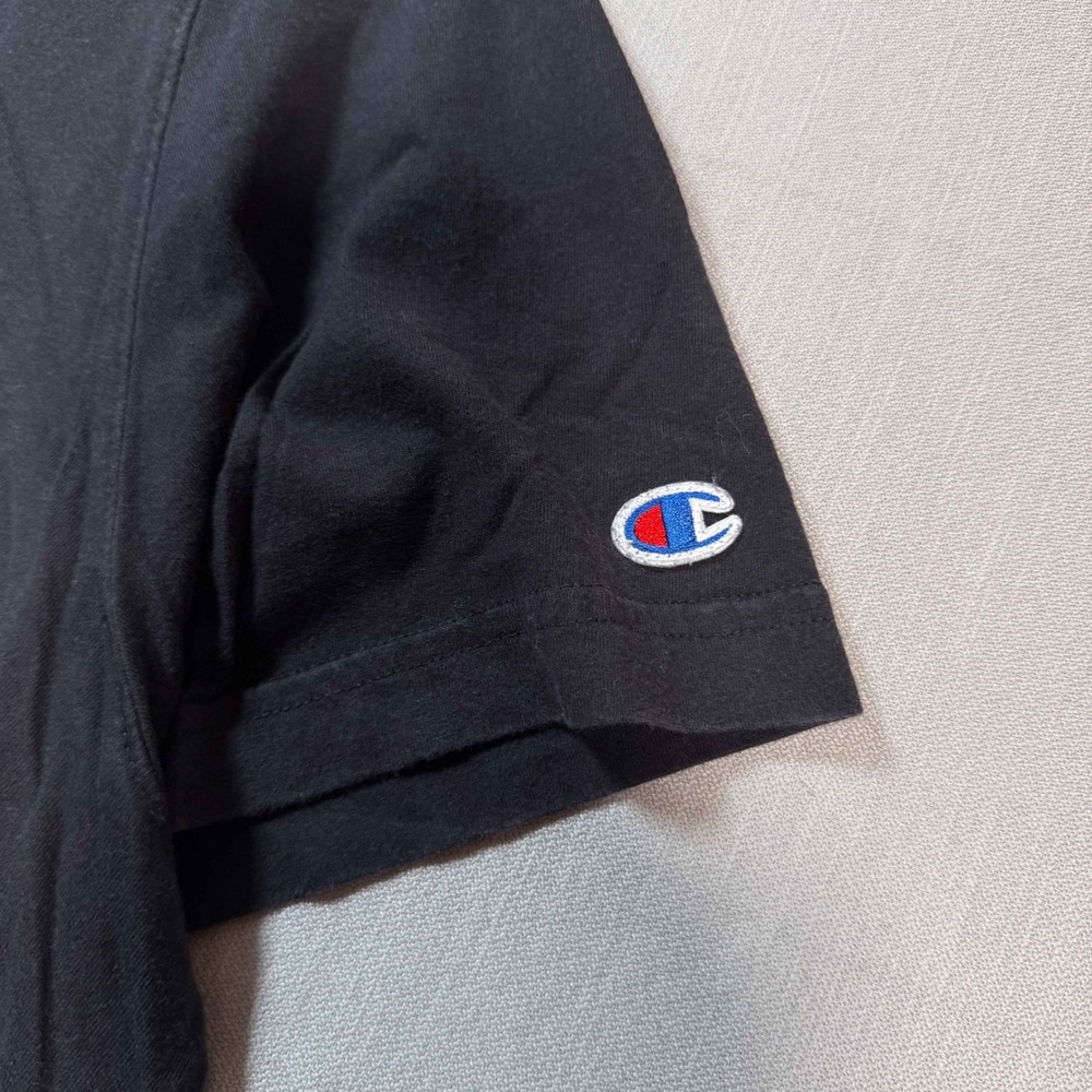 Champion Mens Black Graphic Script Logo T-Shirt 2XL Short Sleeve Cotton Tee - Picture 3 of 5